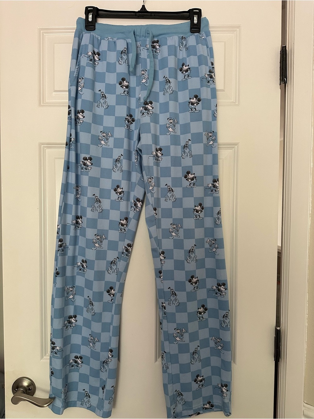 Disney Light Blue Mickey Mouse Checkered Pajama Pants